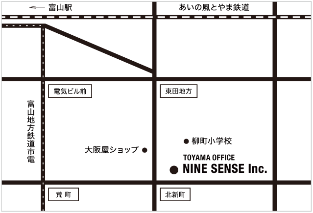 富山オフィスの地図